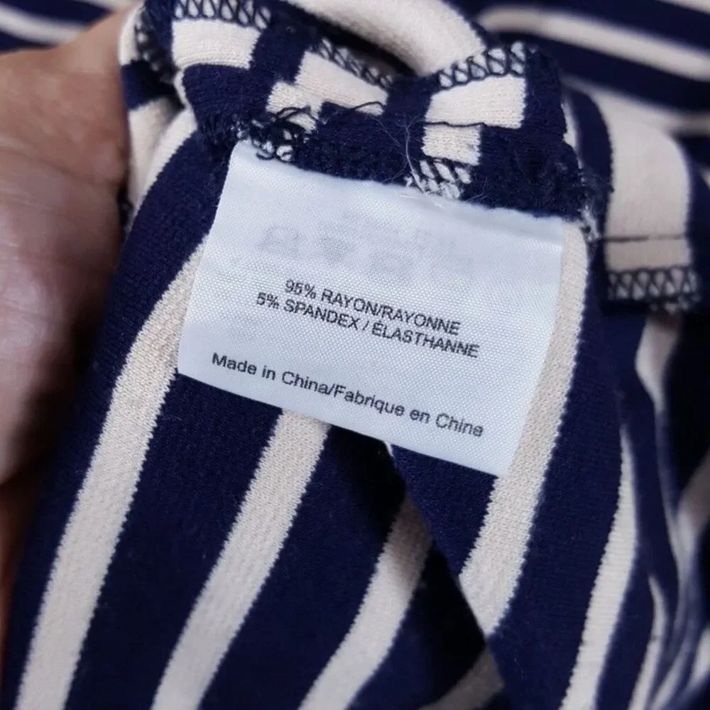 TORY BURCH Dress Womens Small Navy Stripe Pullover Stretch Sheath CALLAN